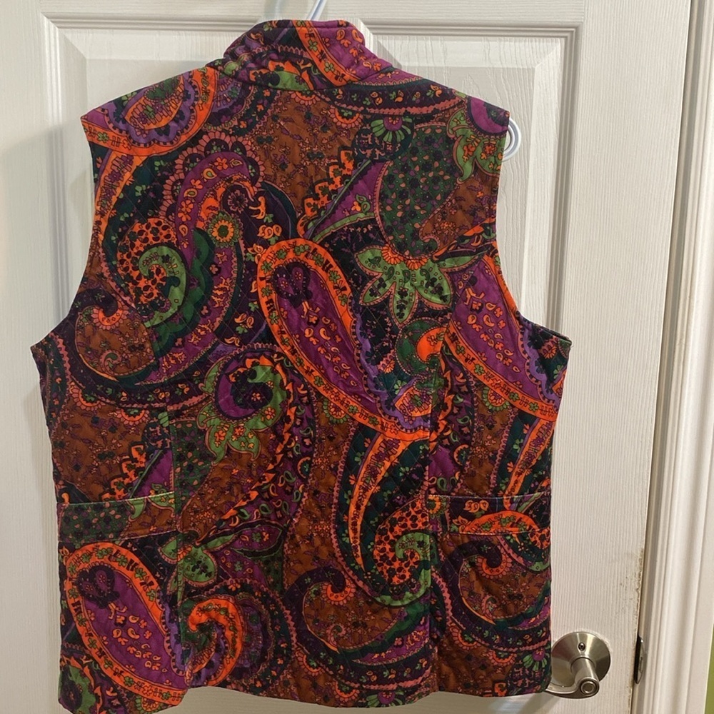 Norm Thompson Quilted Paisley Purple Velour Vest Collared Full Zip Women’s  XL - Picture 4 of 9